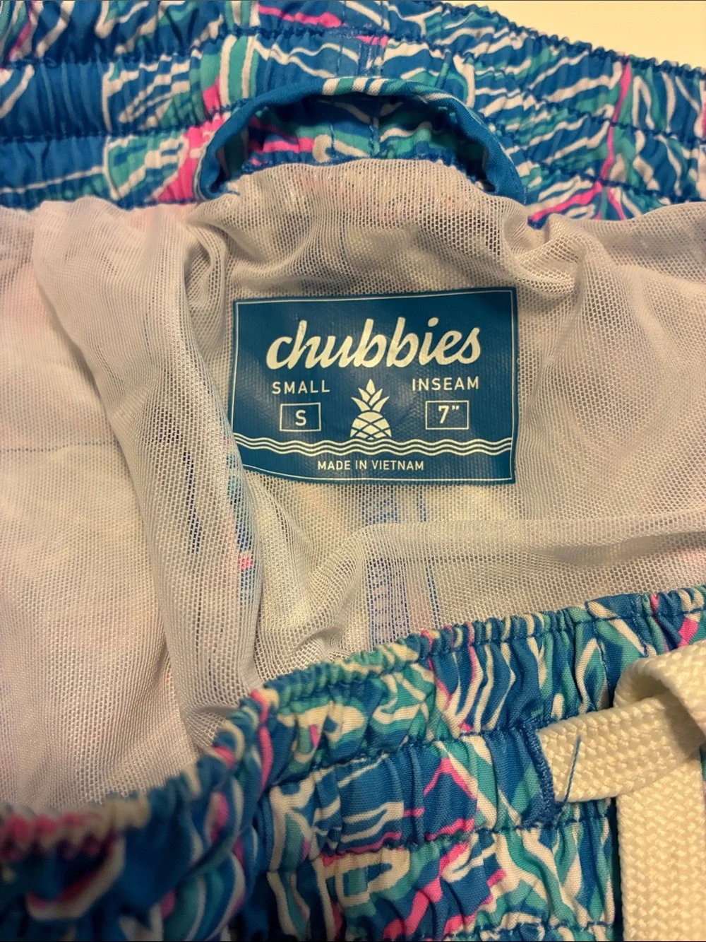 Chubbies Men’s Swim Trunks The Cruise it or Lose it  SZ S Blue white Pink